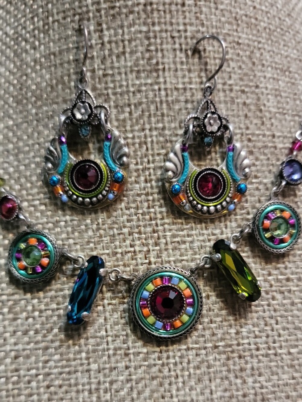 Firefly Multicolor Bohemian Statement Earrings and Necklace Set